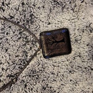 Glass Pendant Tree Cord Necklace Black & Bronze, New without Tags